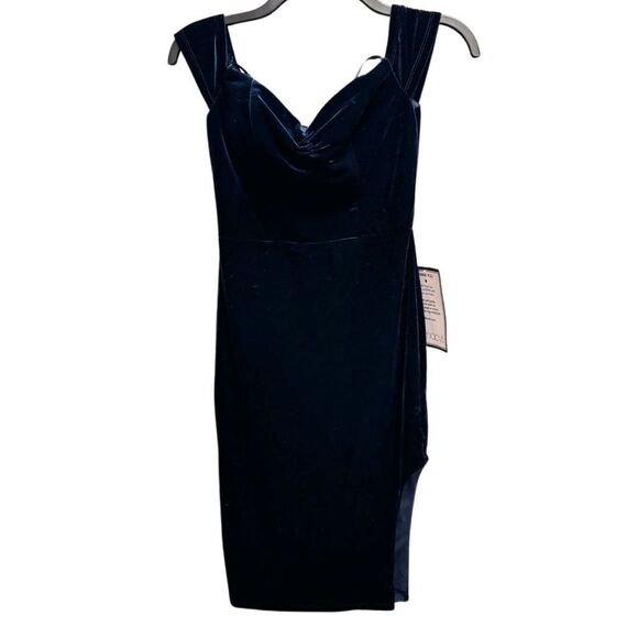 CITY STUDIOS Juniors' Off-The-Shoulder Midi Dress Blue Navy Size 3 - Picture 9 of 11